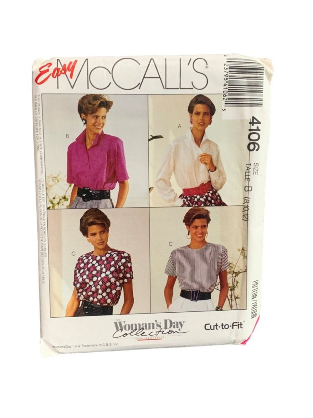 McCalls Womens Sewing Pattern 4106 Size 8-10-12 Shirt Uncut